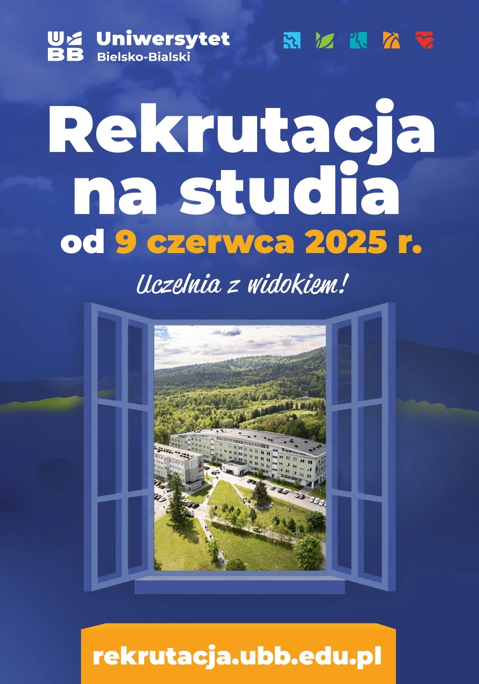 Plakat z informacjami o rekrutacji na studia w UBB